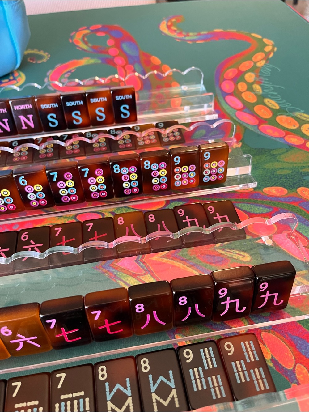Mahjong Tile Set w/ Tile Bag and Dice, Tortoise Design Similar to Woodlands Joy - Picture 9 of 13